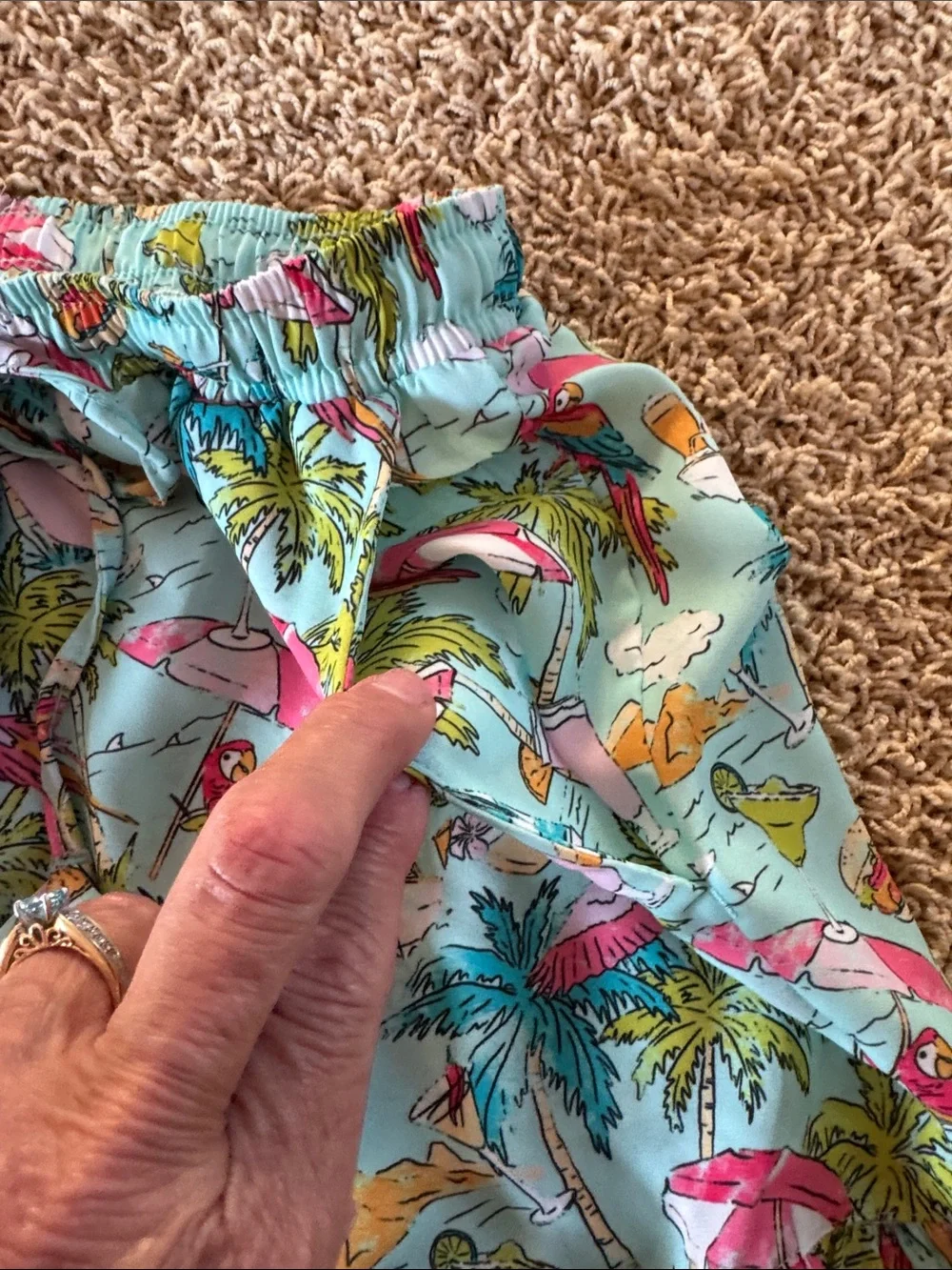 Kenny Flowers Aqua Tropical Print Ruffle High-Waist Shorts - Picture 3 of 6